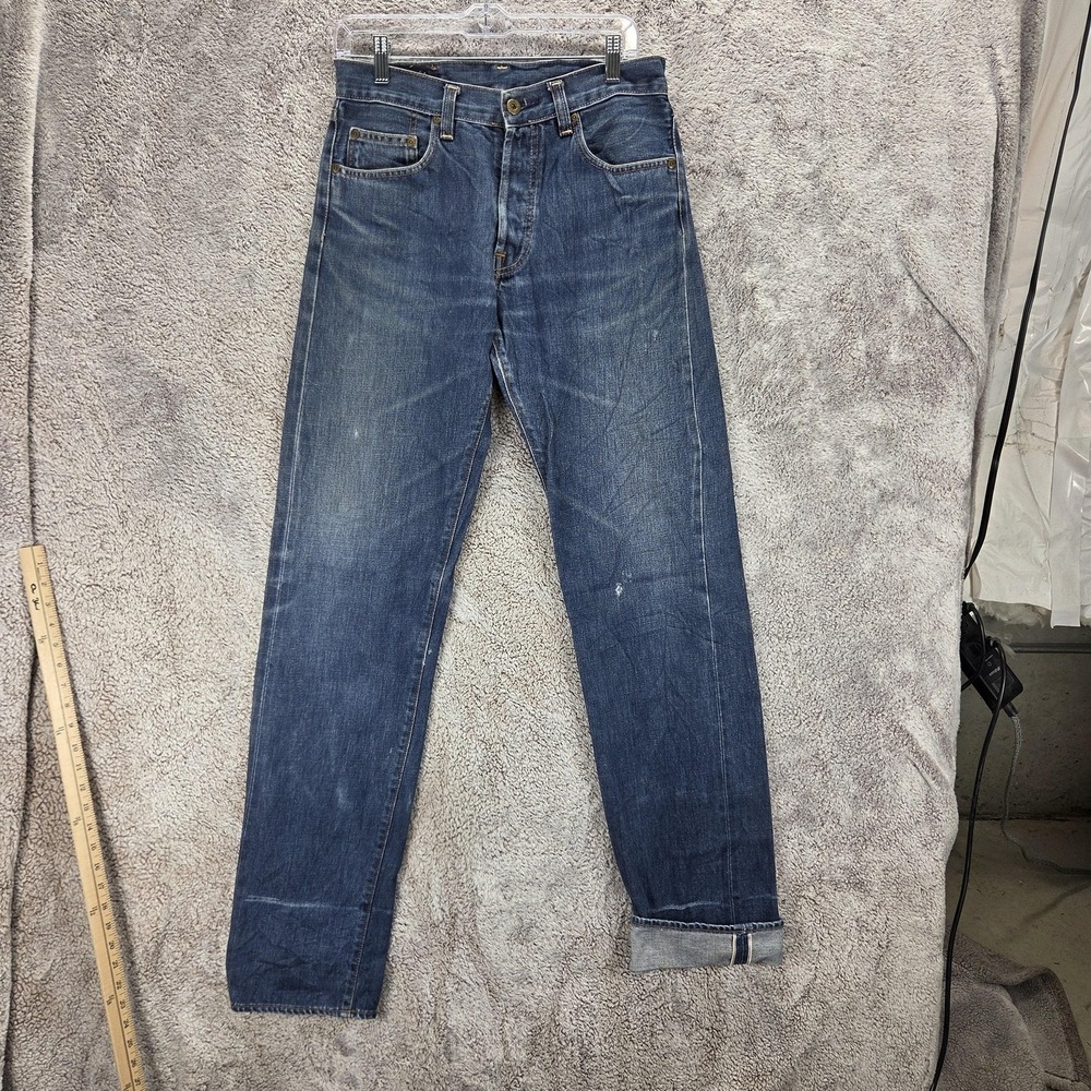 Pepe Jeans Mens Blue Selvedge Button Fly Straight Medium Wash Fits 29x36